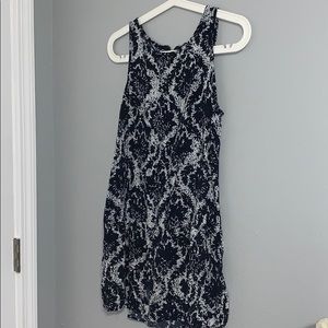 Blue and White Patterned Tunic Dress